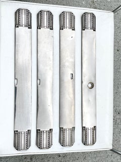 Set of 4 Art Deco Keyhole Plates Polished Nickel Skyscraper