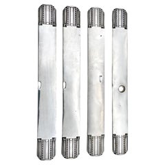 Antique Set of 4 Art Deco Keyhole Plates Polished Nickel Skyscraper