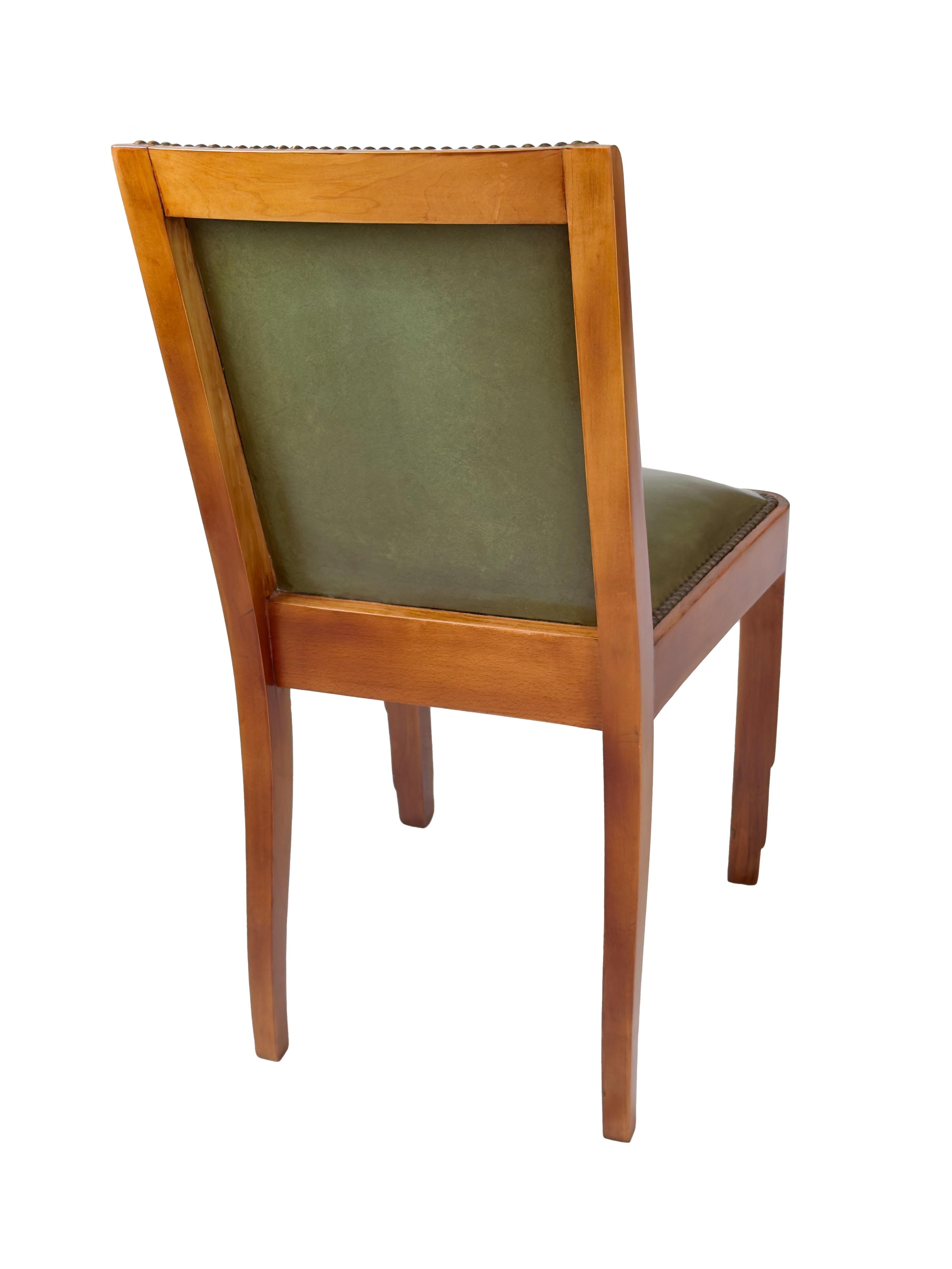 Set of Four Art Deco Green Chairs, 20th Century In Good Condition For Sale In Lisbon, PT