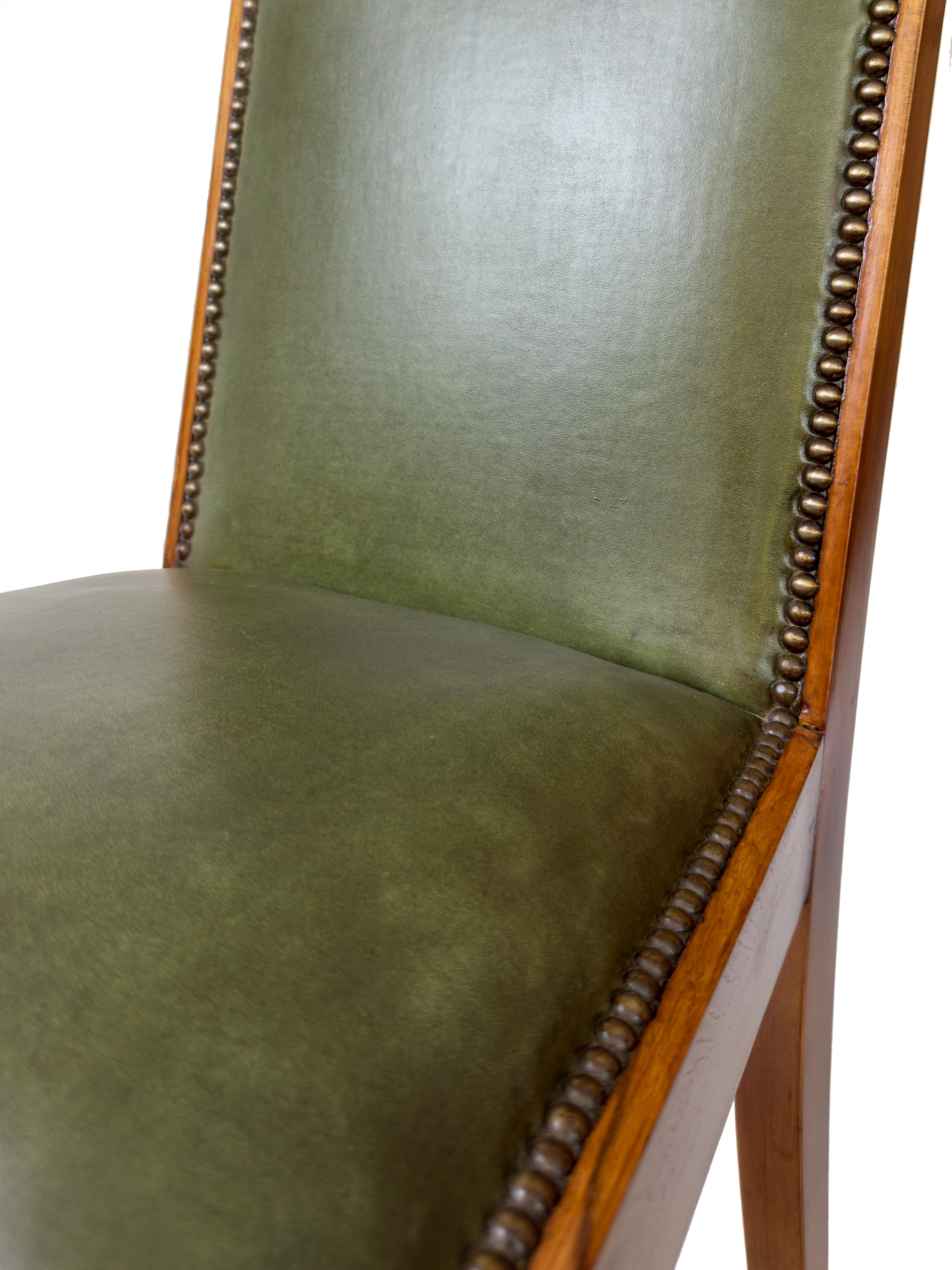Set of Four Art Deco Green Chairs, 20th Century For Sale 3