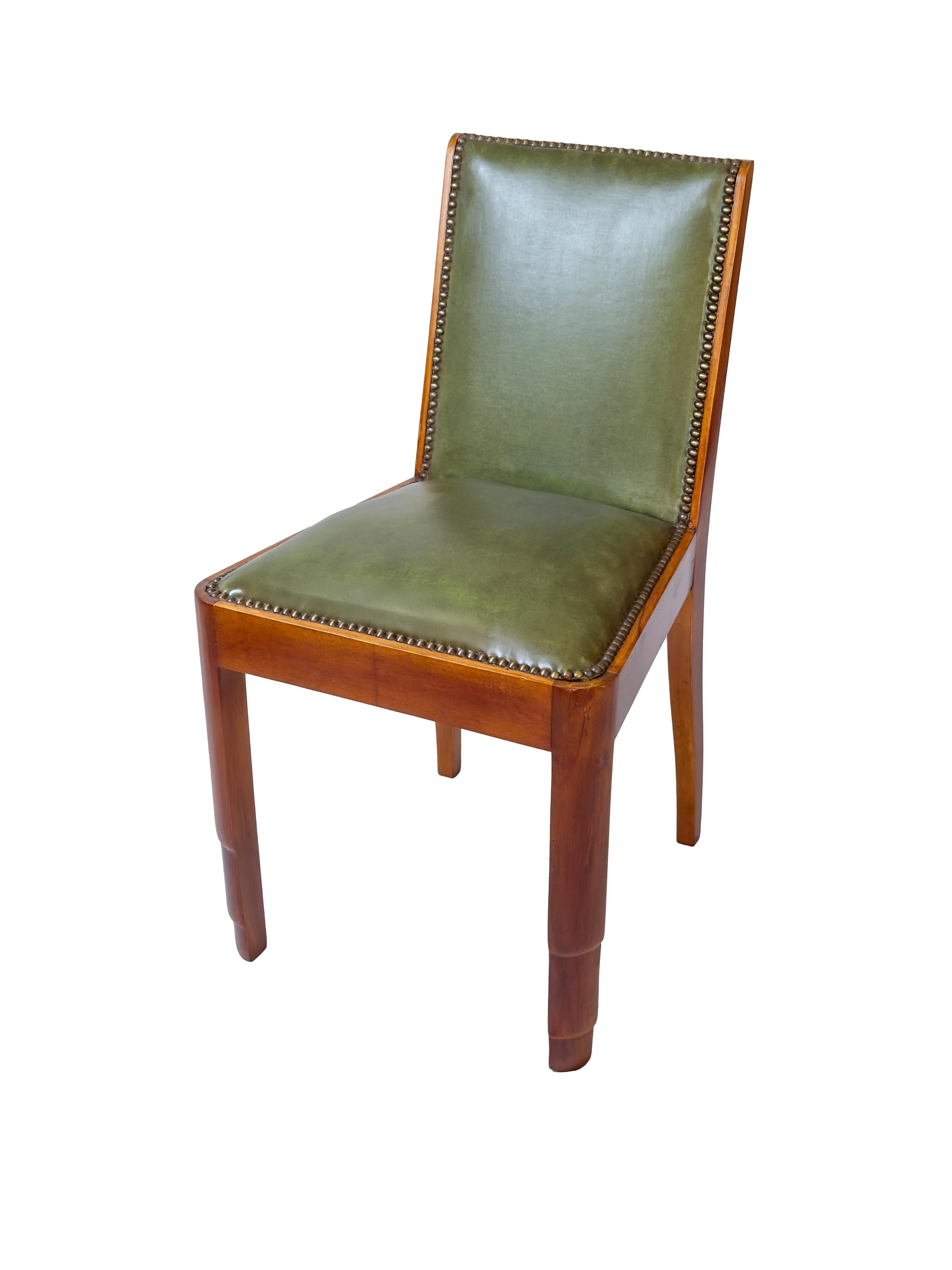 Set of Four Art Deco Green Chairs, 20th Century For Sale 1