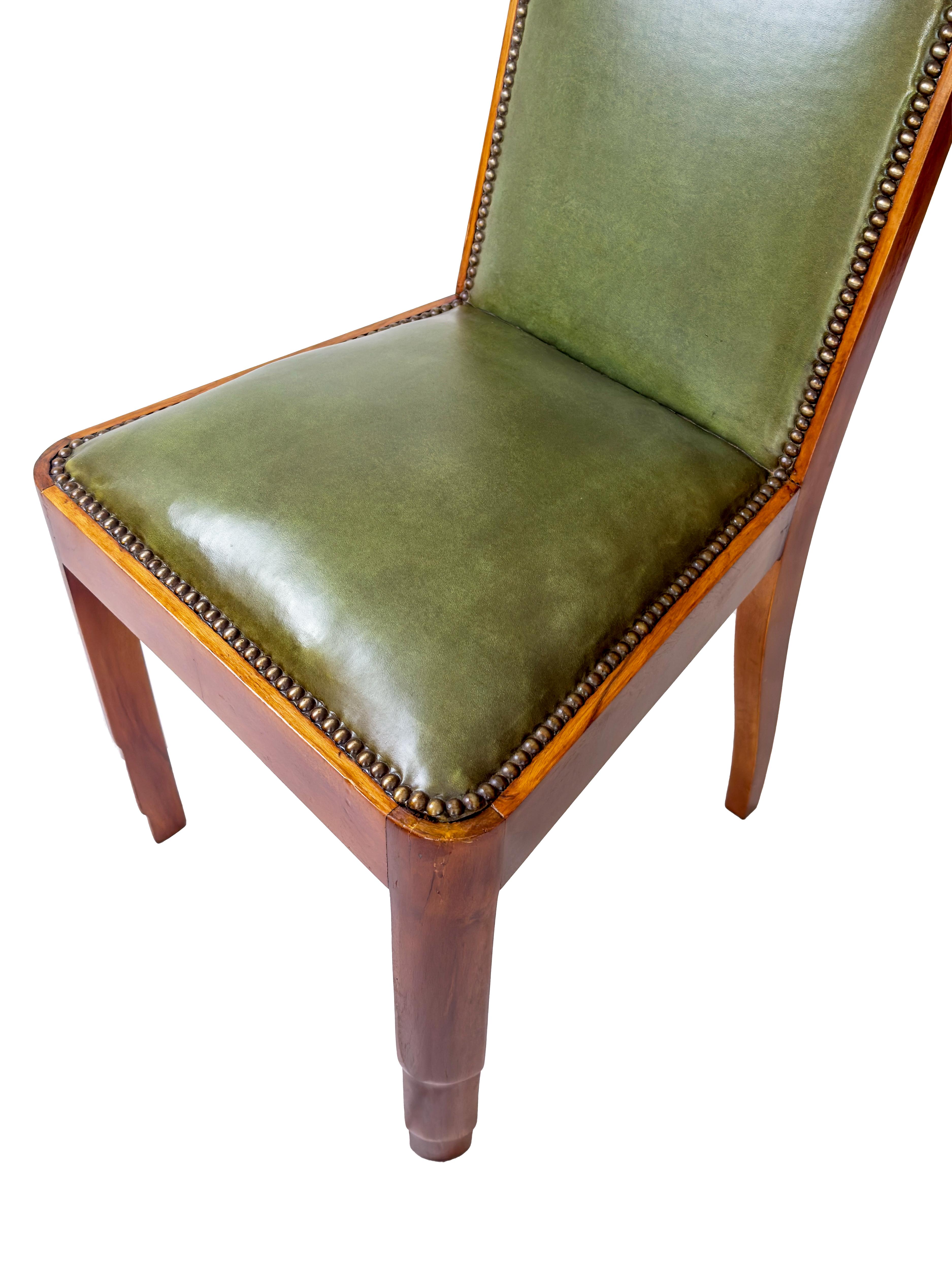 Set of Four Art Deco Green Chairs, 20th Century For Sale 2