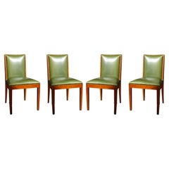 Set of 4 Art Deco Leather Chairs, 20th Century