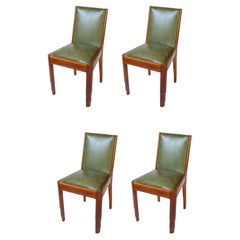 Ensemble de 4 chaises Art Déco en cuir, 20ème siècle