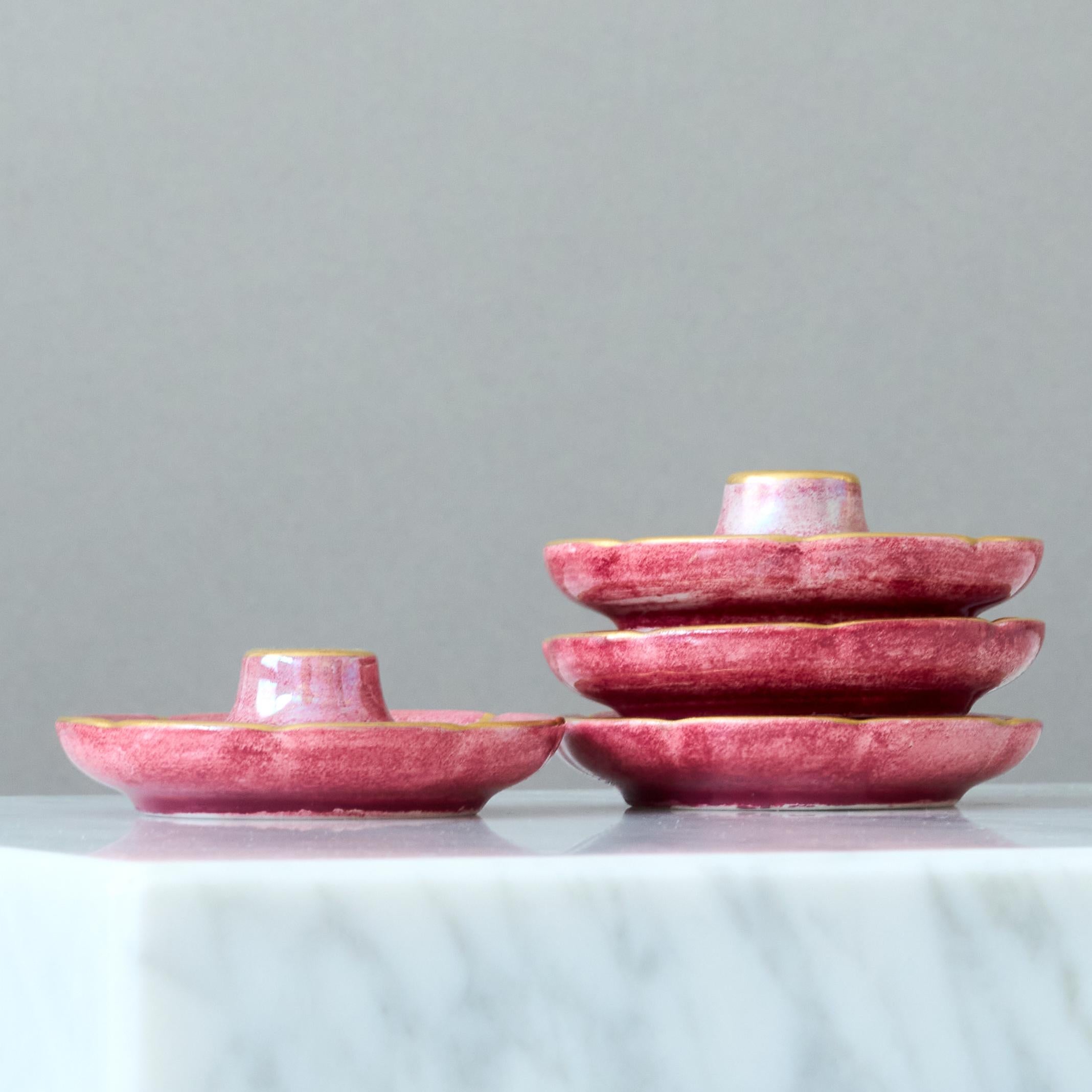 Set of 4 Art Deco Lustre Candlesticks by Josef Ekberg. Gustavsberg, Sweden 1930s For Sale 1