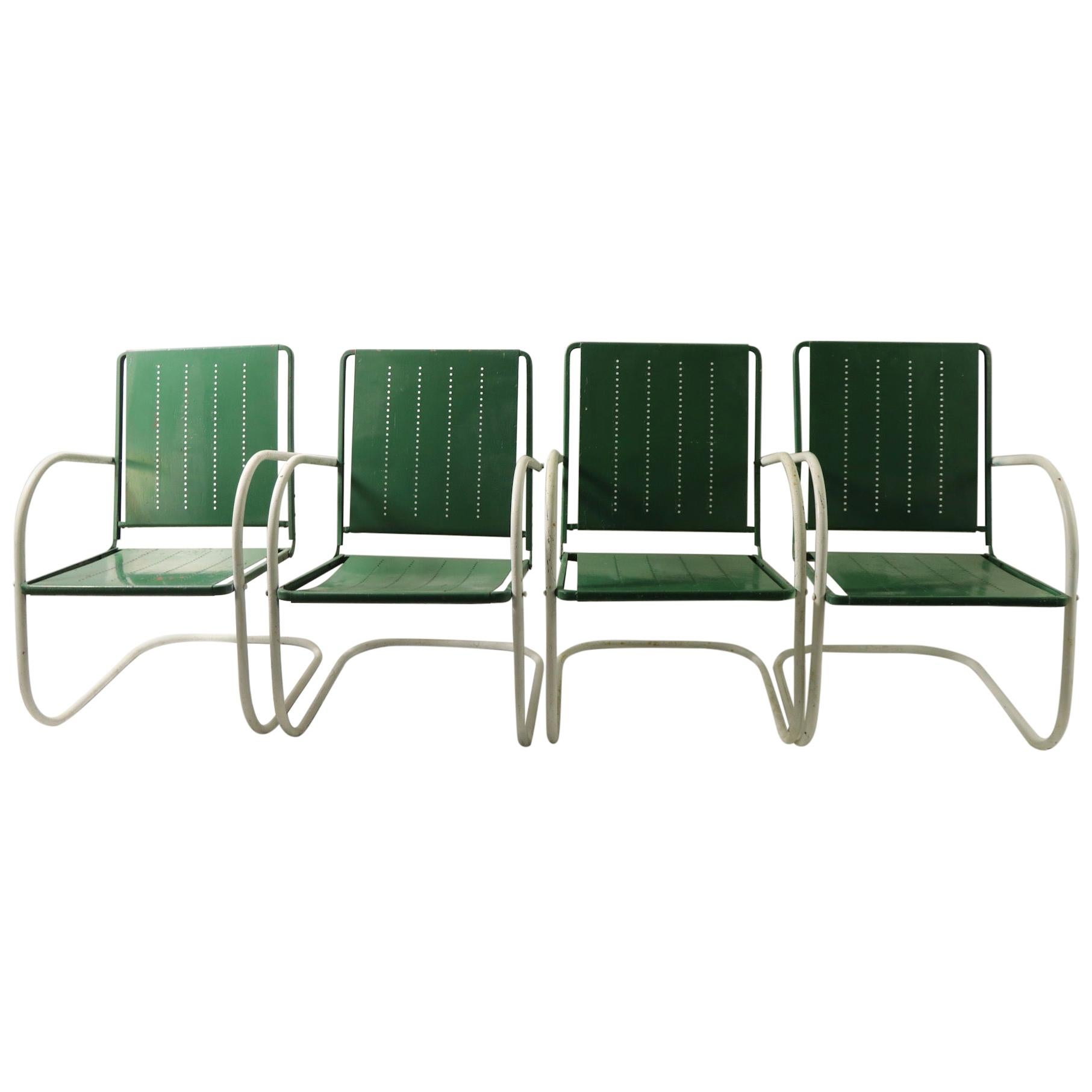 Set of 4 Art Deco Patio Garden Lawn Chairs