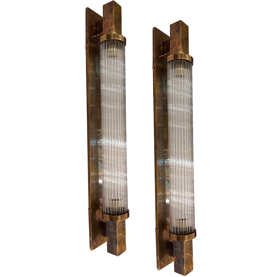 Satz von 4 Art-Deco-Kerzen, pro Paar verkauft (Bronze) im Angebot