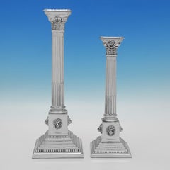 Set of 4 art deco sterling silver candlesticks in staggered sizes made in 1935