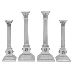 Set of 4 art deco sterling silver candlesticks in staggered sizes made in 1935