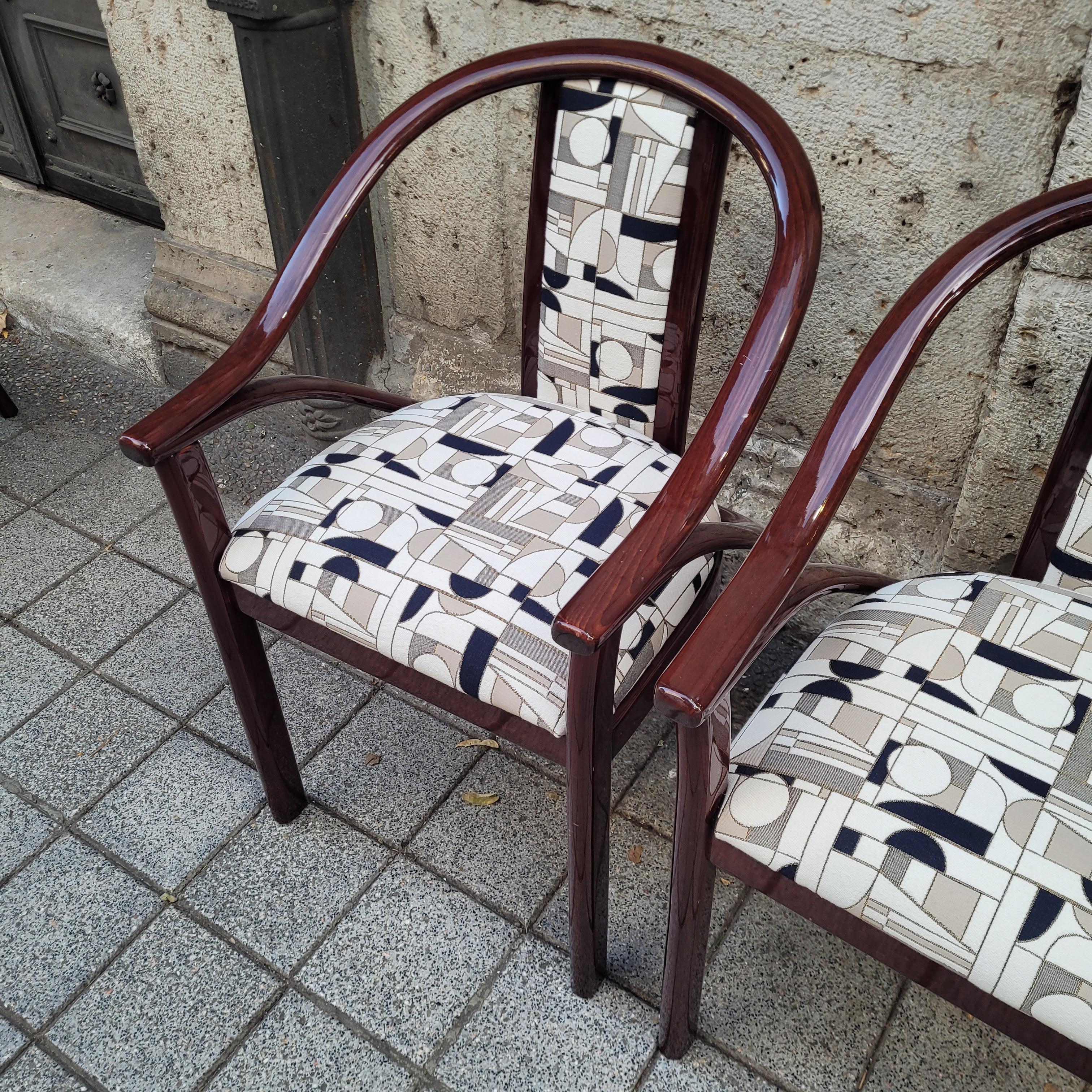 Fait main Ensemble de 4 chaises de style Art Déco tapissées 