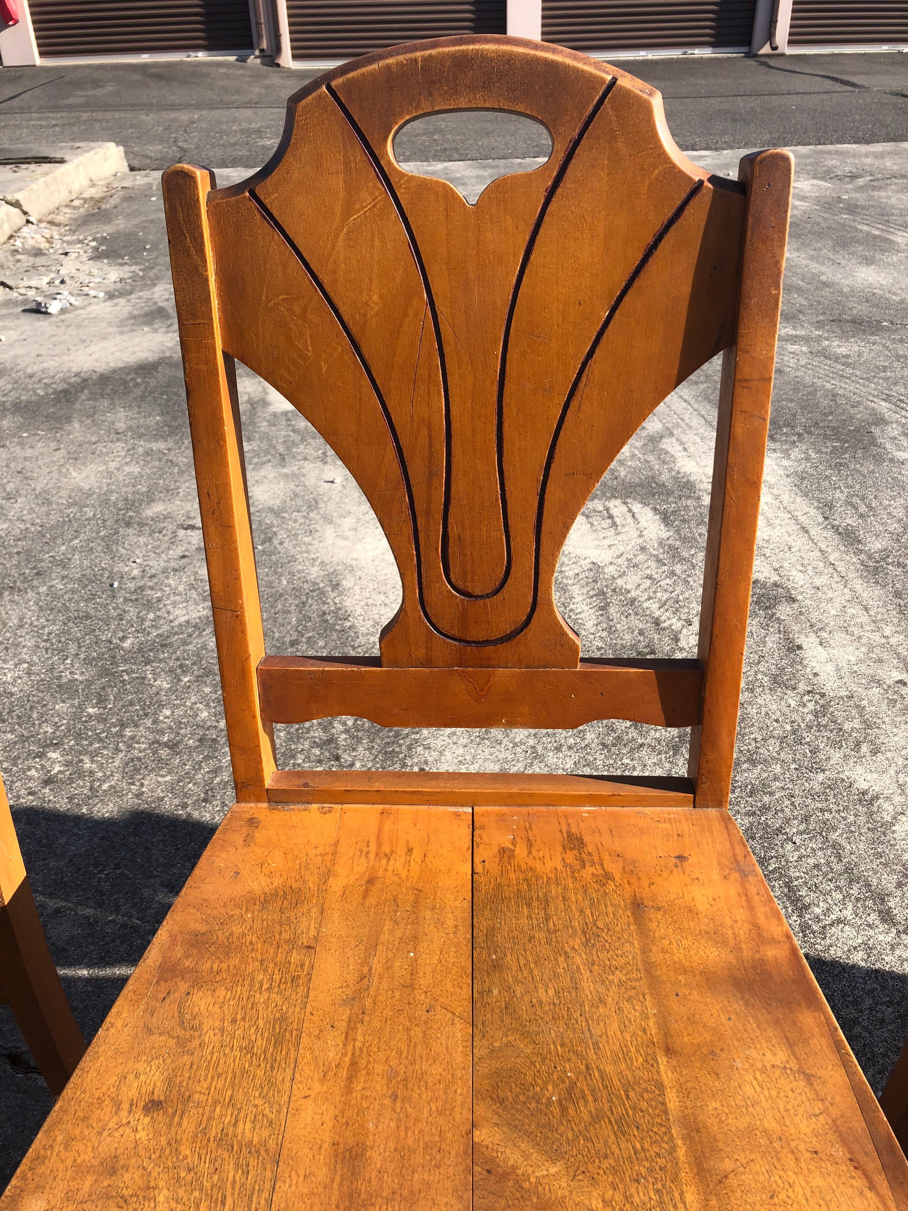 Set of 4 Art Deco Style Wooden Side Dining Chairs 2