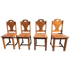 Set of 4 Art Deco Style Wooden Side Dining Chairs