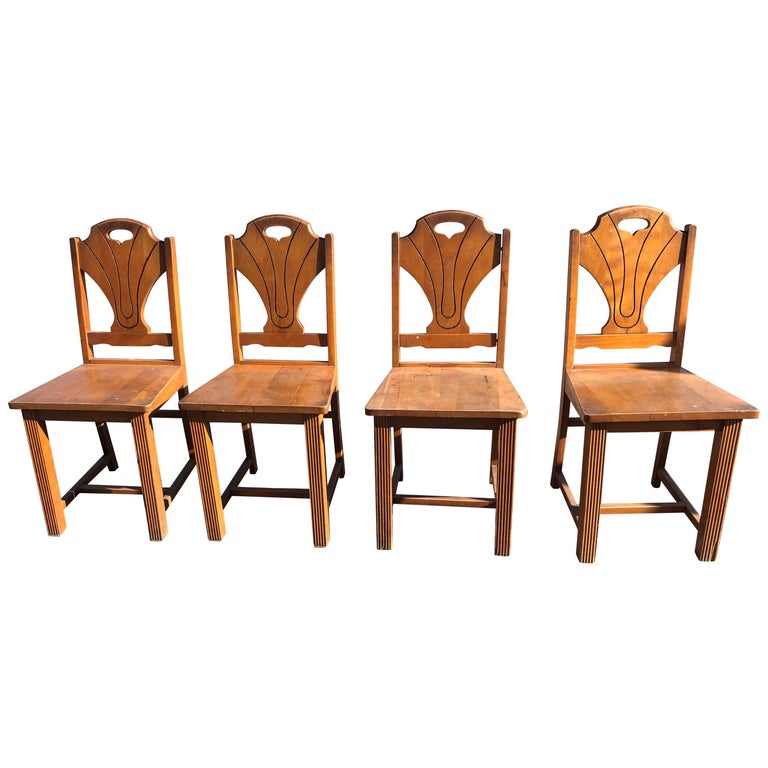Set Of 4 Art Deco Style Wooden Side Dining Chairs At 1Stdibs | Art Deco  Wood Chairs, Art Deco Wooden Chairs, Art Deco Side Chairs