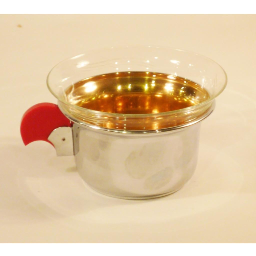 German Set of 4 Art Deco Teacups with Chrome, Brass and Bakelite, 1920s For Sale