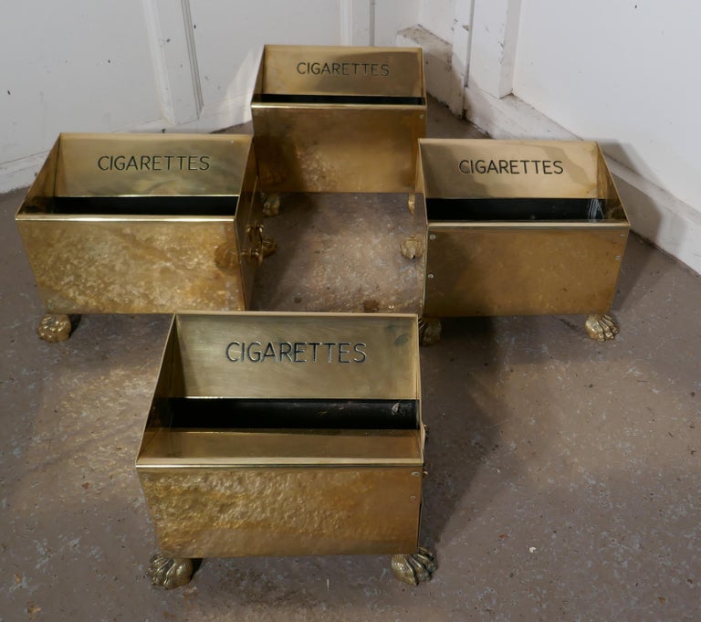Set of 4 Art Deco Vintage Brass Hotel Floor Ashtrays For Sale at 1stDibs
