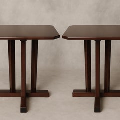 Set of 4 Art Deco Walnut Bistro Coffee Cocktail Table, 20th Century