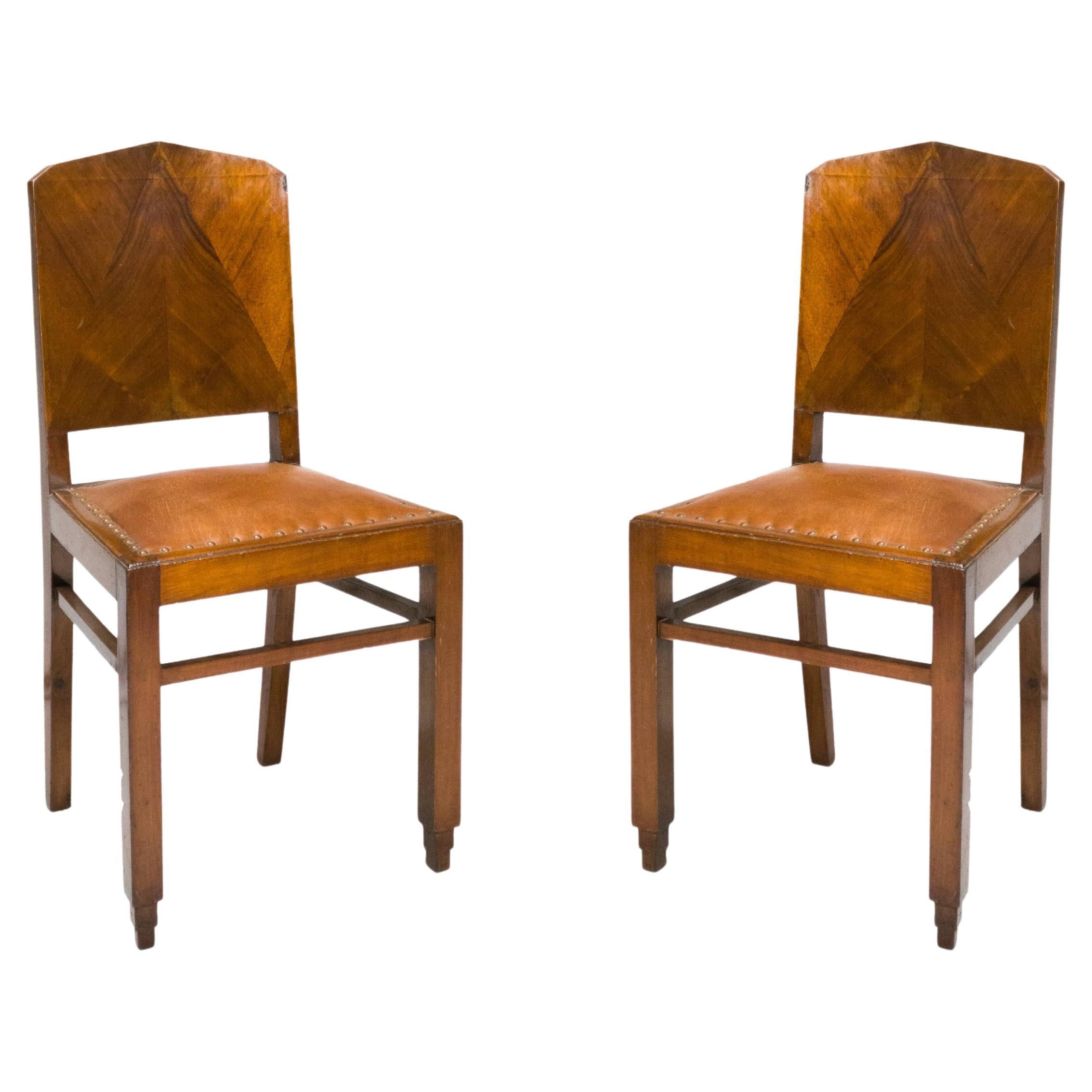 Set di 4 sedie Art Deco in noce del XX secolo in vendita
