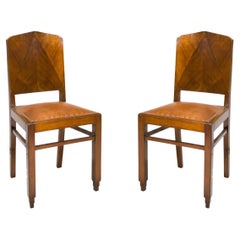 Set of 4 Art Deco Walnut Chairs 20th Century