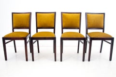 Set of 4 Art Deco Yellow Chairs, Poland, 1960s