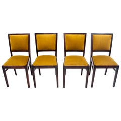 Set of 4 Art Deco Yellow Chairs, Poland, 1960s