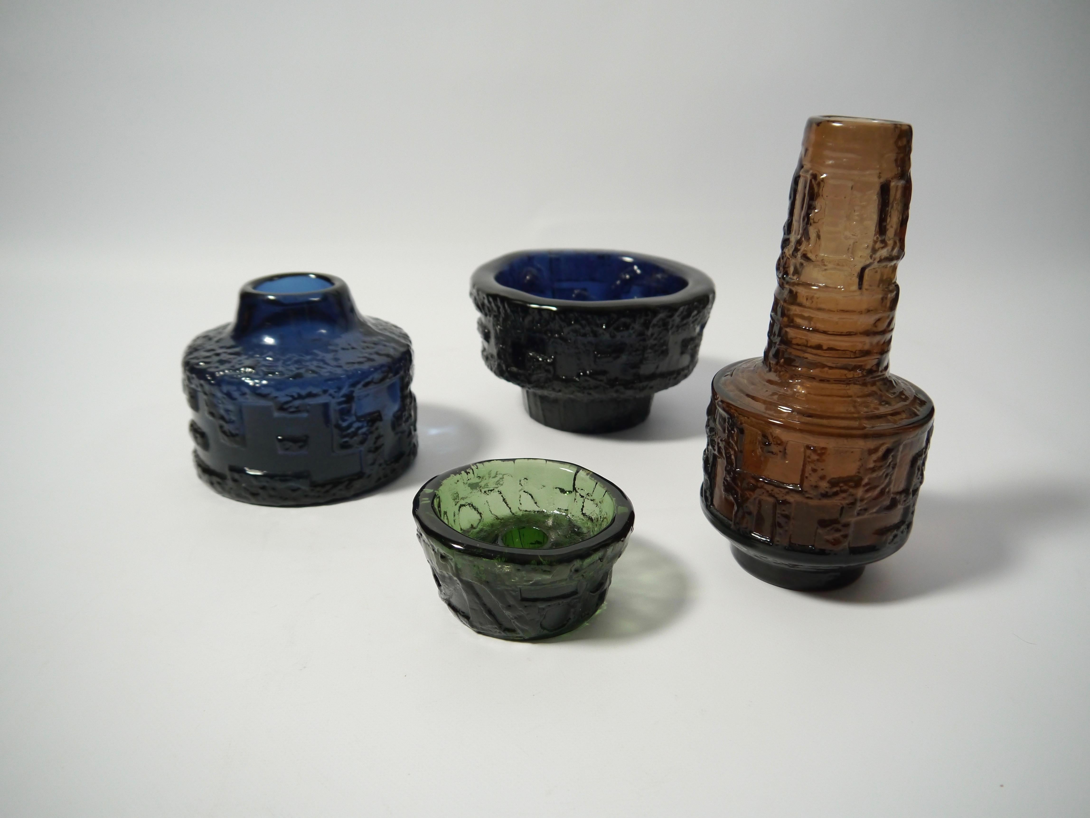 Set di 4 vasi in vetro artistico di Göte Augustsson per Ruda, Svezia 1960 in vendita 2