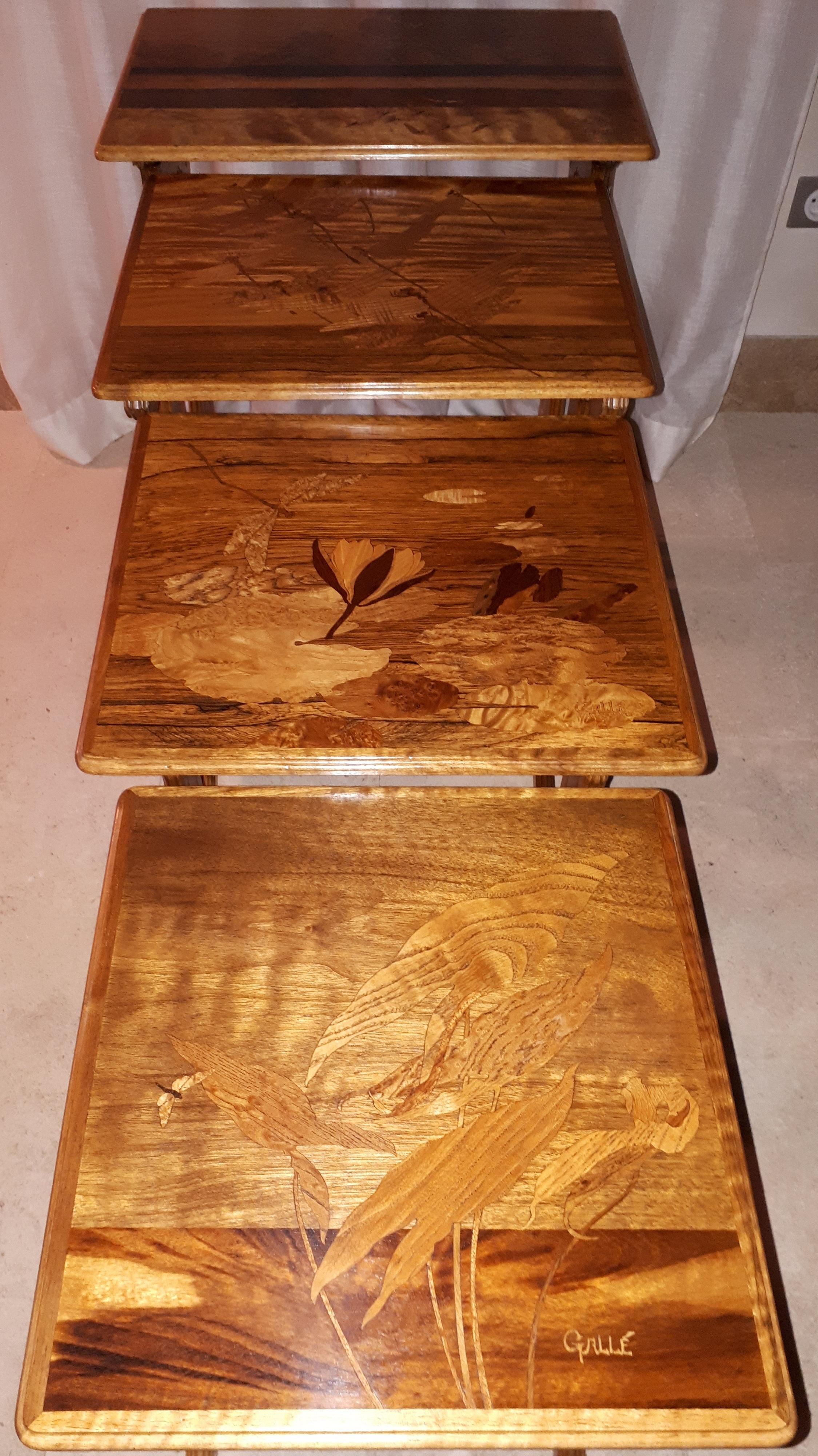 Rare set of 4 nesting tables all signed 