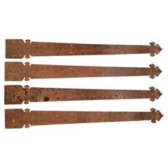 Juego de 4 tiras decorativas Art Nouveau de bronce batido a mano para puertas