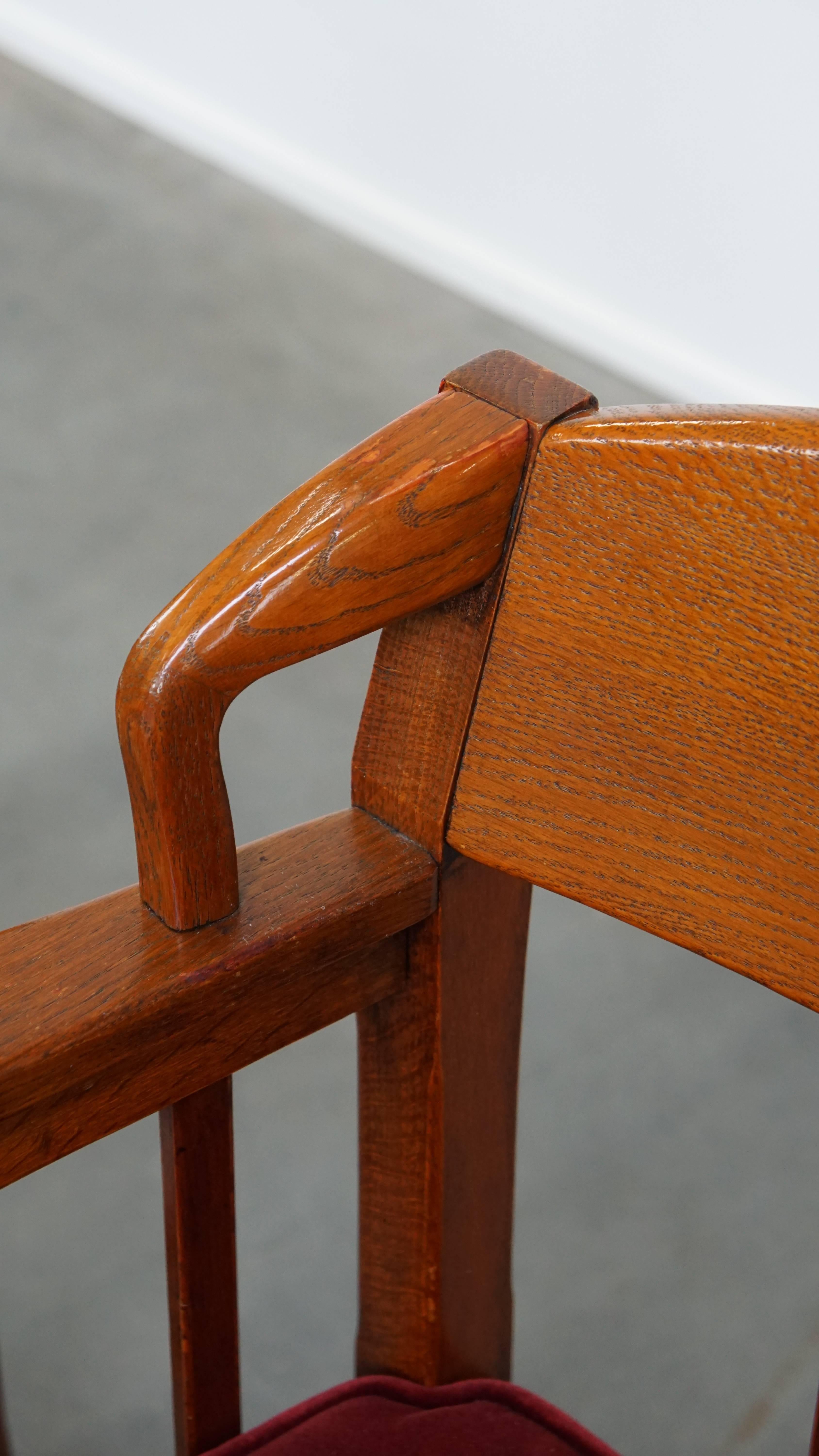 Ensemble de 4 chaises de salle à manger Art Nouveau / Jugendstil avec tapisserie rouge en vente 10
