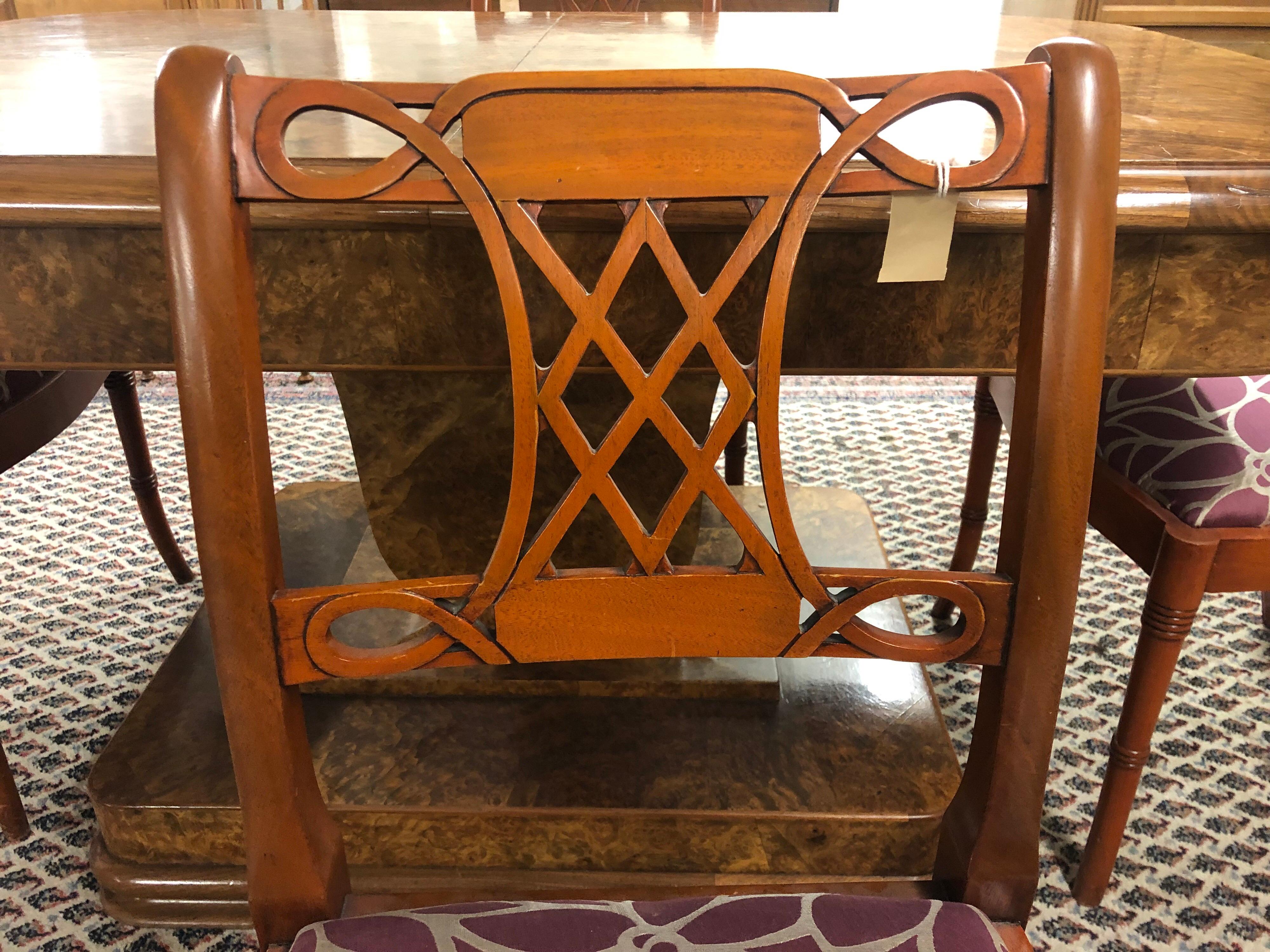 Late 20th Century Set Of 4 Art Nouveau Rosewood Chairs , Biedermeier, Reupholstered, circa 1980