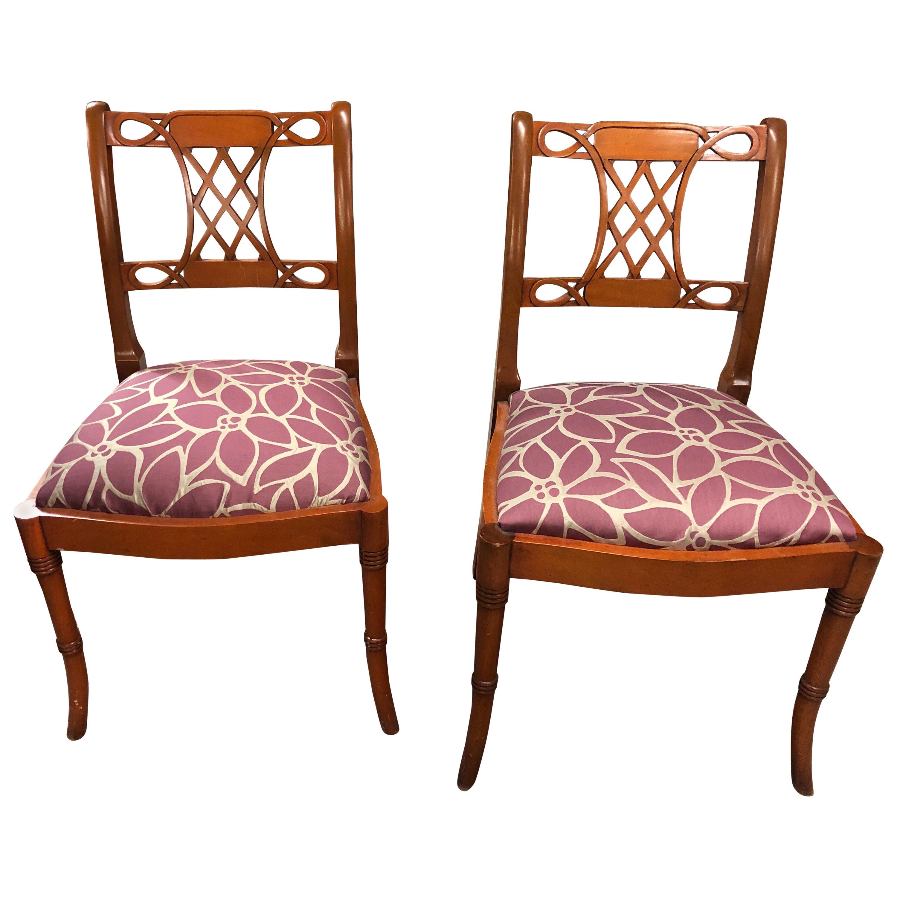 Set Of 4 Art Nouveau Rosewood Chairs , Biedermeier, Reupholstered, circa 1980