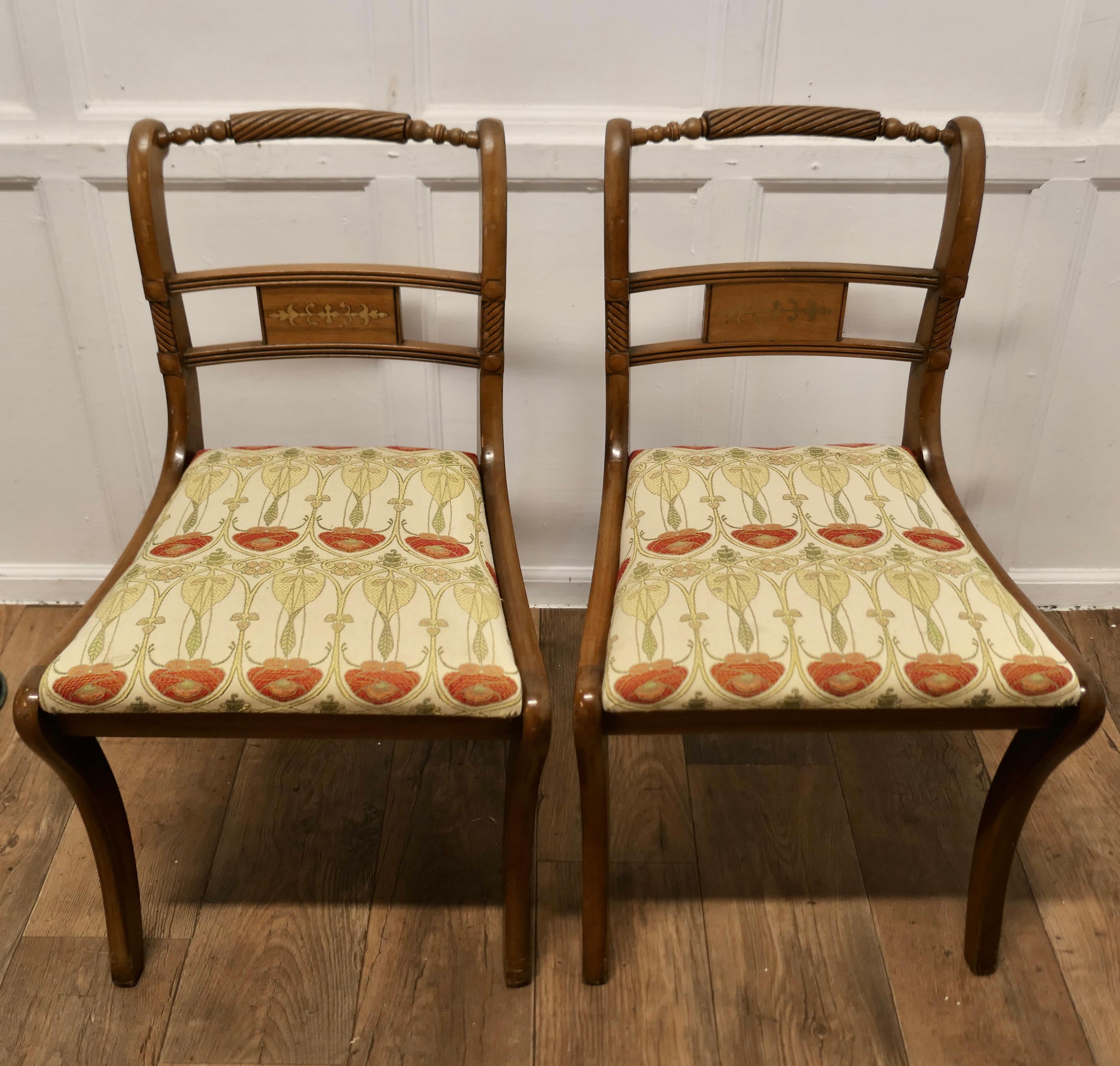 19th Century Set of 4 Art Nouveau Walnut Dining Chairs  An unusual set of chairs  For Sale