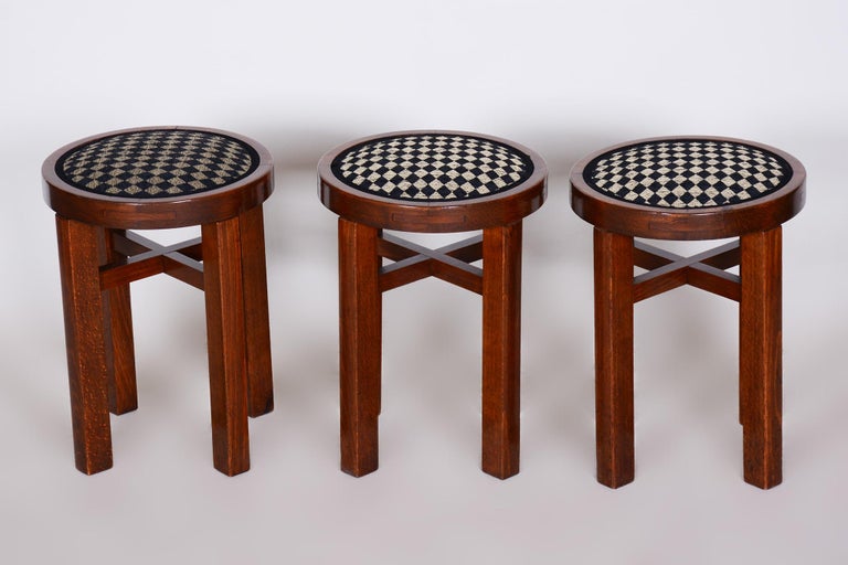 Set of 3 ArtDeco Foot Stools Made in´20s Czechia, New upholstery ...