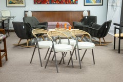 4er-Set Arthur Umanoff für Shaver Howard Gebürstetes Metall & Rattan Akzent Chai