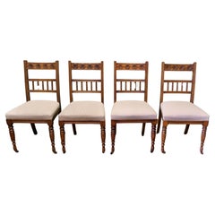 Set of 4 Arts and Crafts Carved Oak Dining Chairs