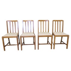 Set of 4 Arts and Crafts Golden Oak Dining Chairs   This is a very handsome set