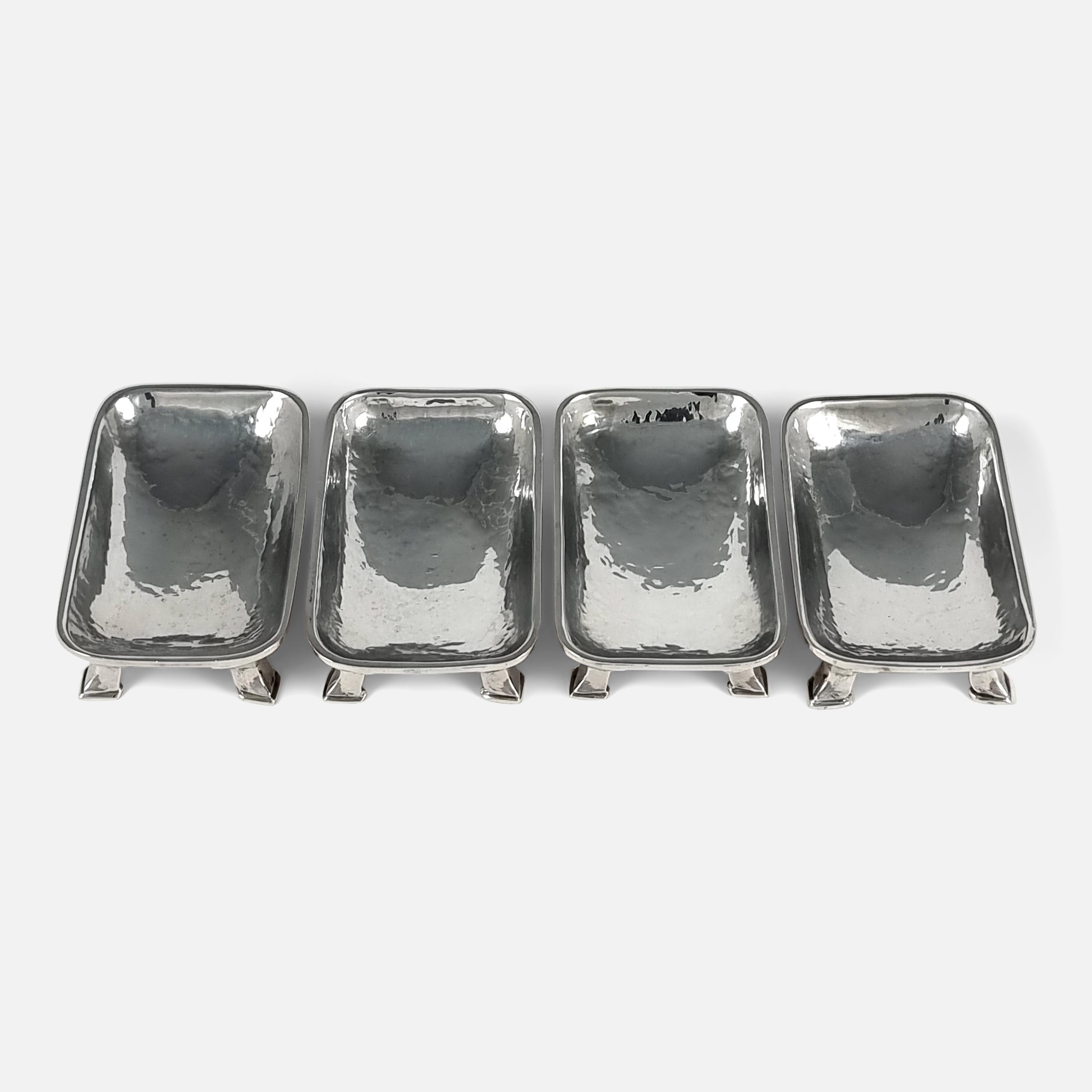 Set of 4 Arts and Crafts Silver Salts, Omar Ramsden, 1935 For Sale 4