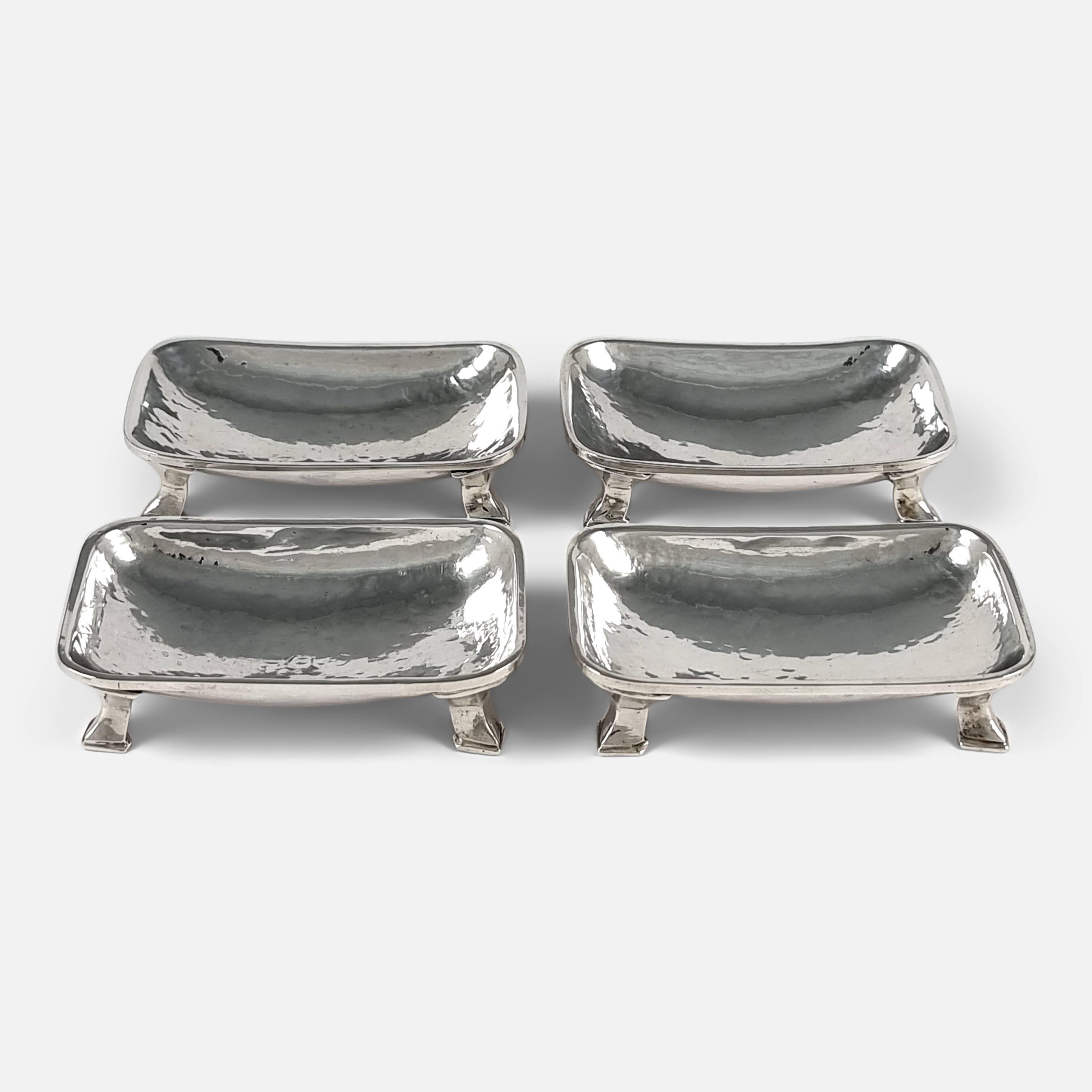 Set of 4 Arts and Crafts Silver Salts, Omar Ramsden, 1935 For Sale 11