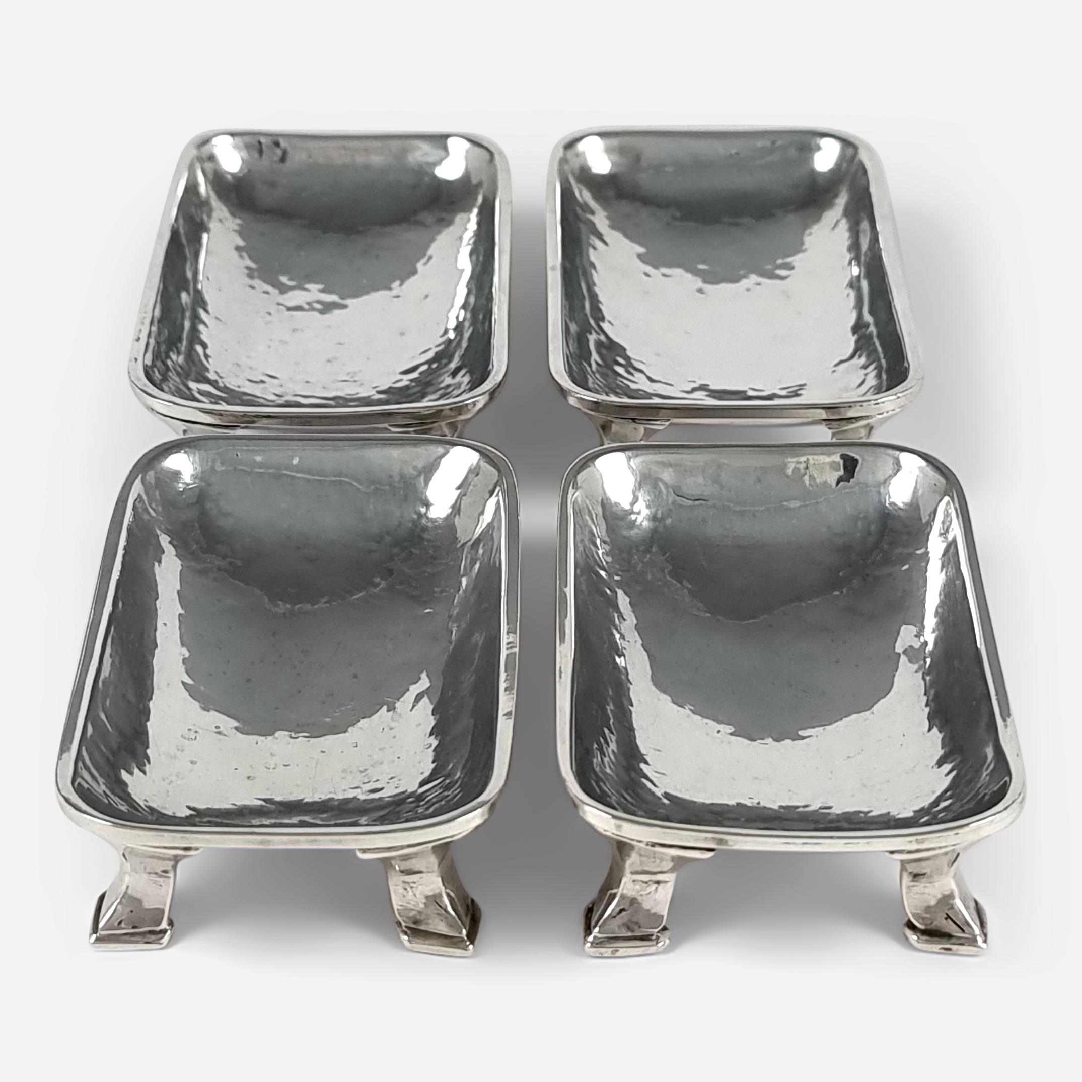 Set of 4 Arts and Crafts Silver Salts, Omar Ramsden, 1935 For Sale 1