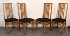 Set of 4 Arts & Crafts Italian Teak Dining Chairs by IMS SRL