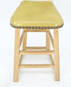 Set of 4 Arts & Crafts Style Horse Head Carving Motif Bar Stools Chairs