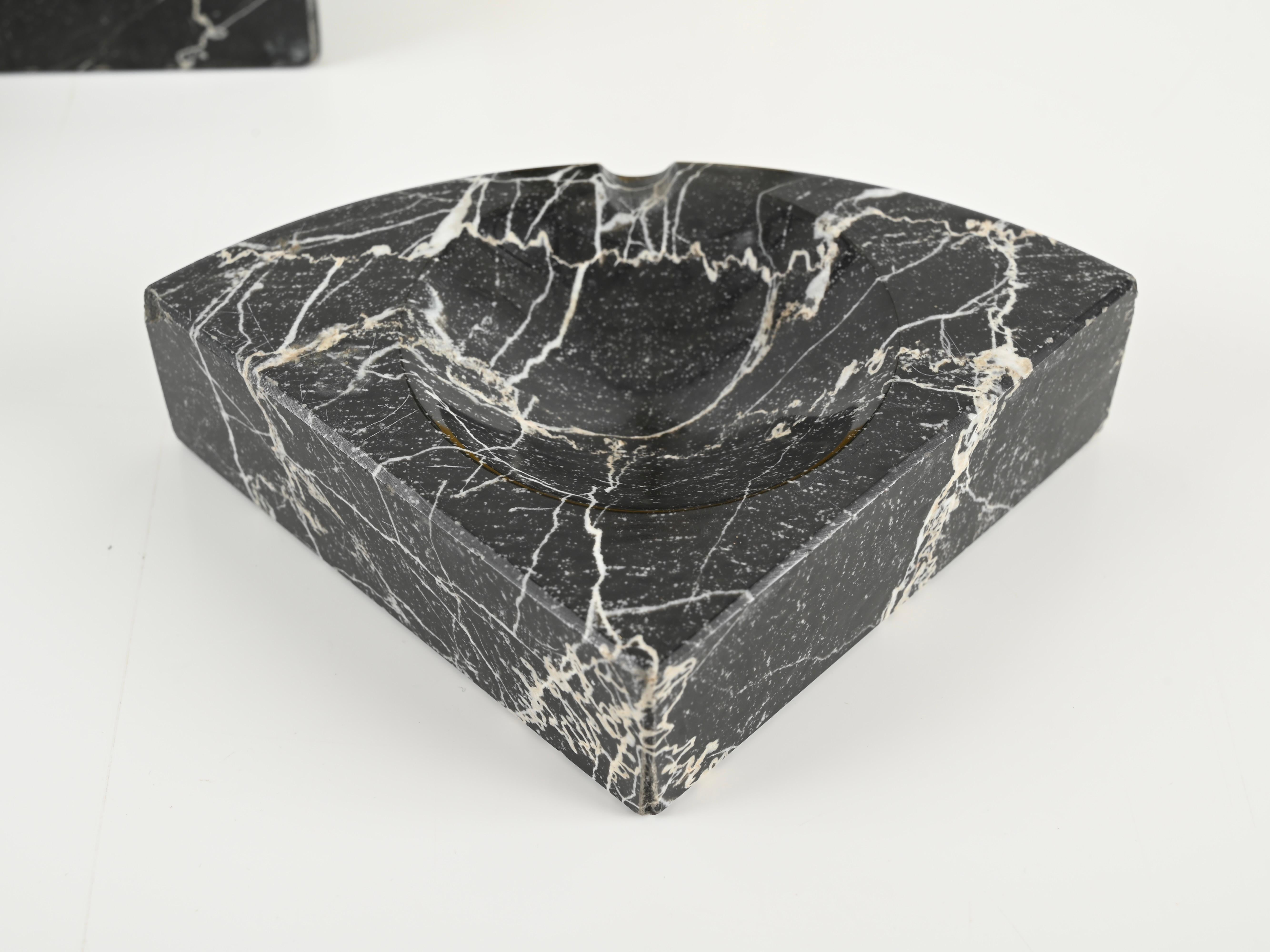 Set of 4 Ashtrays in Black Marble by Angelo Mangiarotti, Italy, 1970s For Sale 5