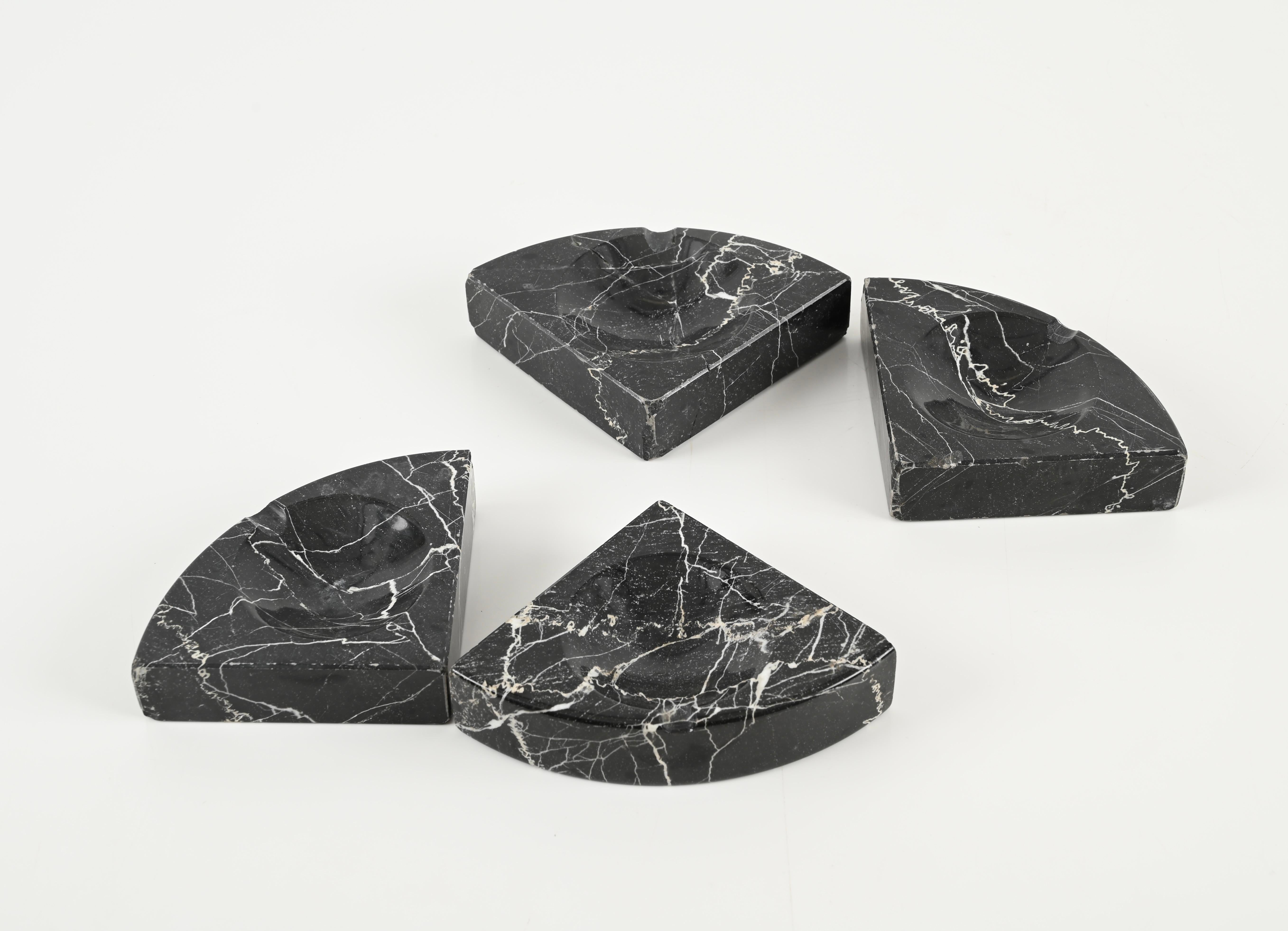 Set of 4 Ashtrays in Black Marble by Angelo Mangiarotti, Italy, 1970s For Sale 6