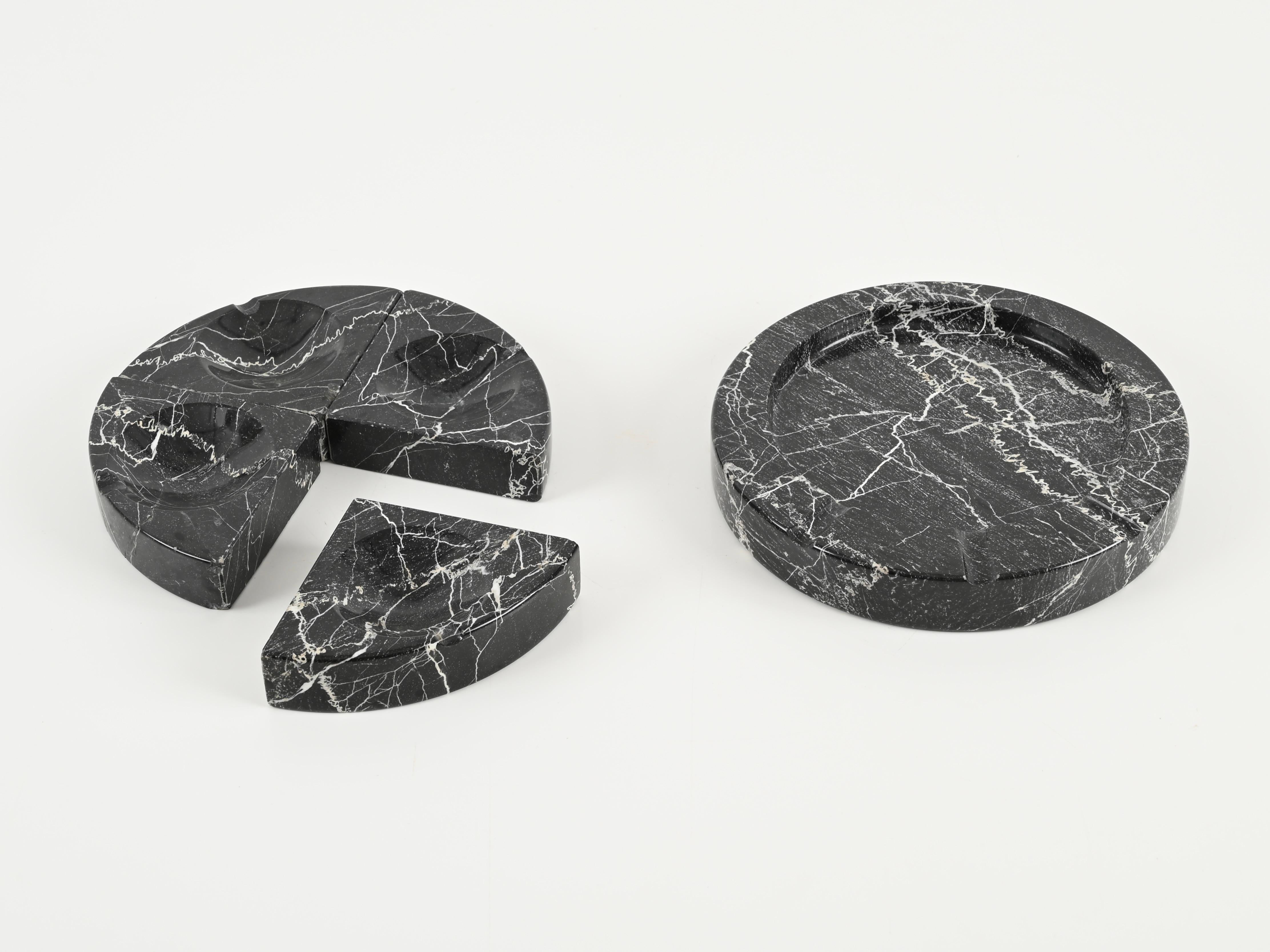 Set of 4 Ashtrays in Black Marble by Angelo Mangiarotti, Italy, 1970s For Sale 8