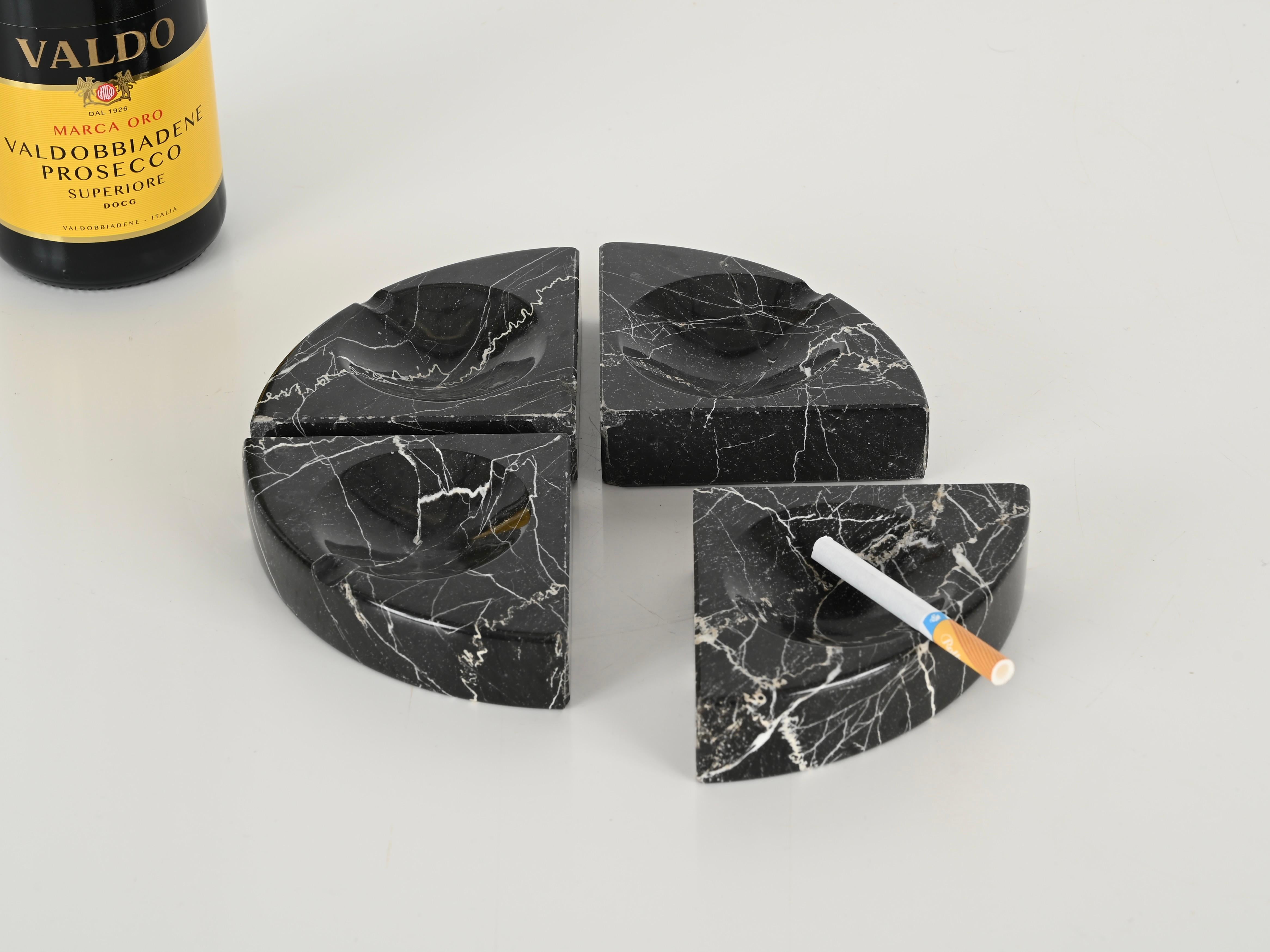 Set of 4 Ashtrays in Black Marble by Angelo Mangiarotti, Italy, 1970s For Sale 9