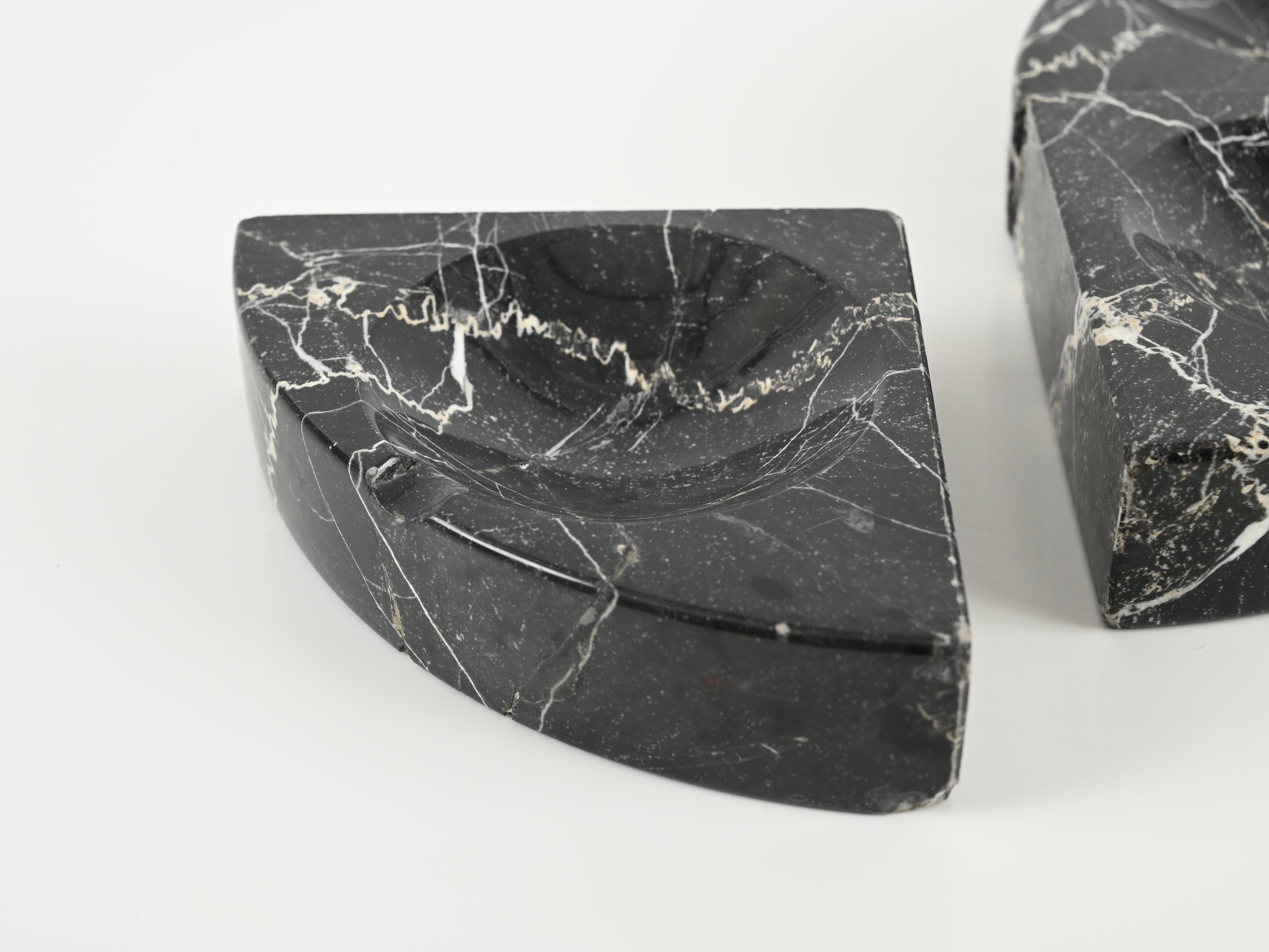 Set of 4 Ashtrays in Black Marble by Angelo Mangiarotti, Italy, 1970s For Sale 2