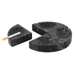 Set of 4 Ashtrays in Black Marble by Angelo Mangiarotti, Italy, 1970s