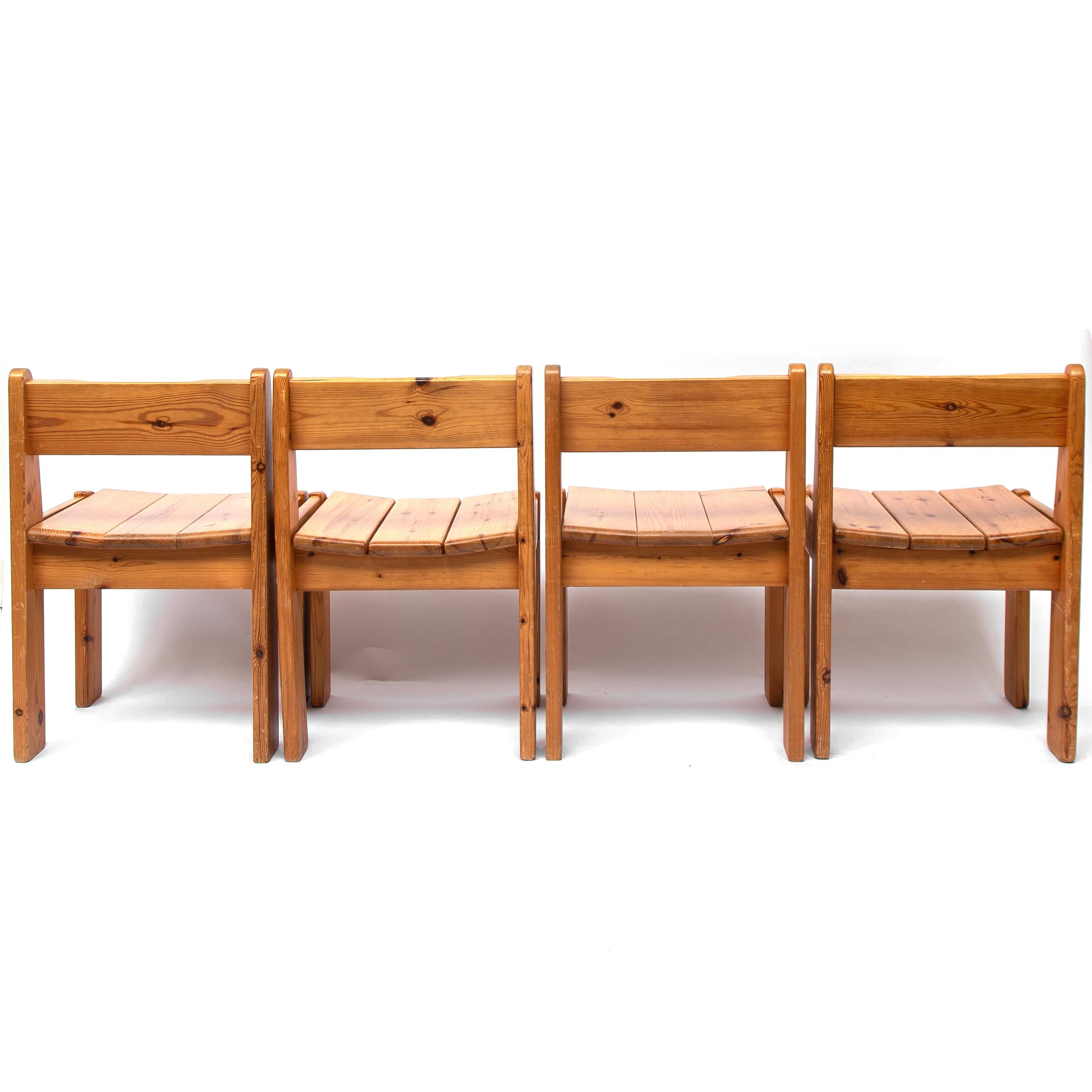 Set of 4 Ate Van Apeldoorn Pine Dining Chairs, 1970s 3