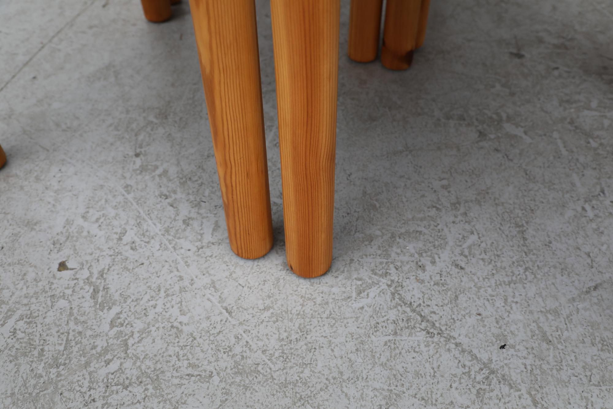 Set di 4 sedie da pranzo in legno di pino in stile Ate van Apeldoorn con sedute originali in plaid in vendita 12