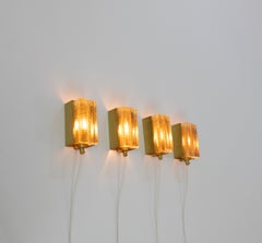 Set of 4 Atlantic Wall Lamps by Vitrika in Gold, 1970s