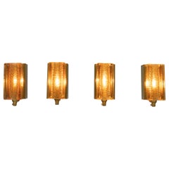 Set of 4 Atlantic Wall Lamps by Vitrika in Gold, 1970s